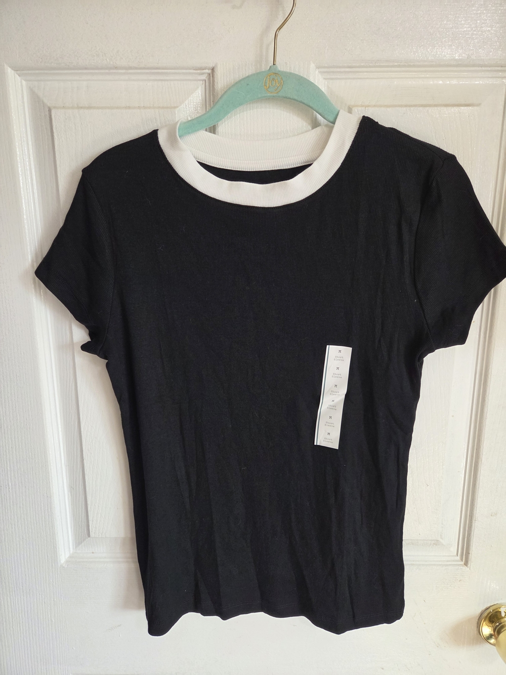 a new day Black Short Sleeve Tee with White Crewneck